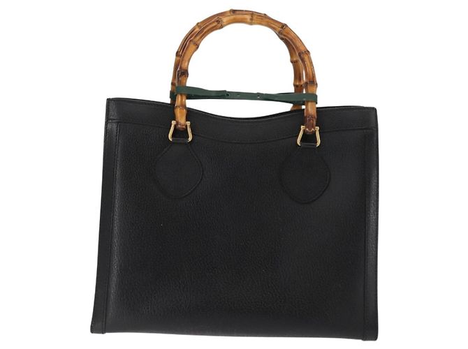 Borsa a mano in pelle nera GUCCI Bamboo Auth ep11149 Nero - vista 2