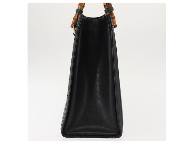 Borsa a mano in pelle nera GUCCI Bamboo Auth ep11149 Nero - vista 3