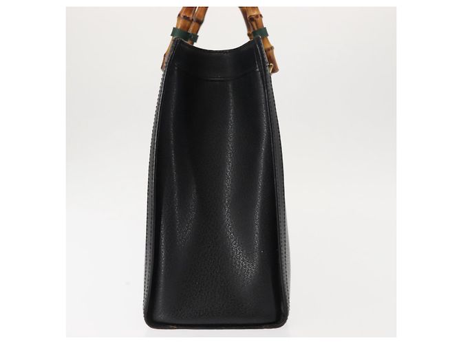 Borsa a mano in pelle nera GUCCI Bamboo Auth ep11149 Nero - vista 4