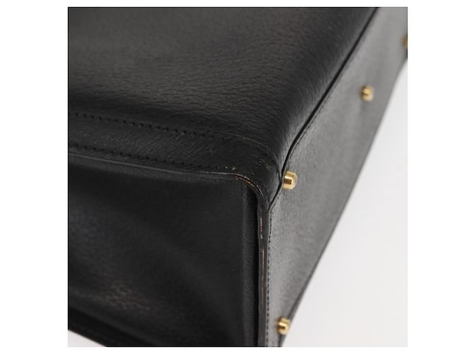 Borsa a mano in pelle nera GUCCI Bamboo Auth ep11149 Nero - vista 9
