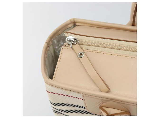Burberry Tote Bag aus Leinwand in Elfenbein Silber authentisch hk3108 Roh - Ansicht 11