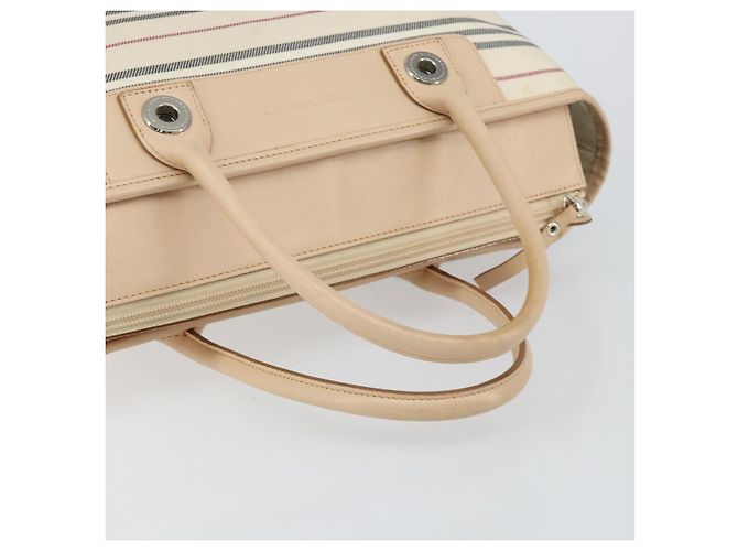 Burberry Tote Bag aus Leinwand in Elfenbein Silber authentisch hk3108 Roh - Ansicht 7