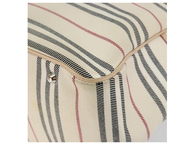 Burberry Tote Bag aus Leinwand in Elfenbein Silber authentisch hk3108 Roh - Ansicht 9