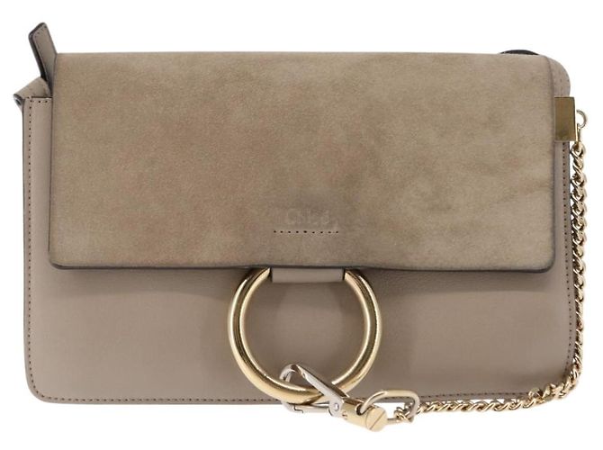 Chloé Borsa a Spalla Chloe Fay in Pelle Scamosciata Beige Oro Auth BA6627 D'oro - vista 13
