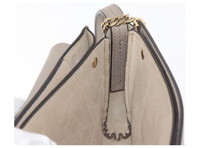 Chloé Borsa a Spalla Chloe Fay in Pelle Scamosciata Beige Oro Auth BA6627 D'oro - vista 20