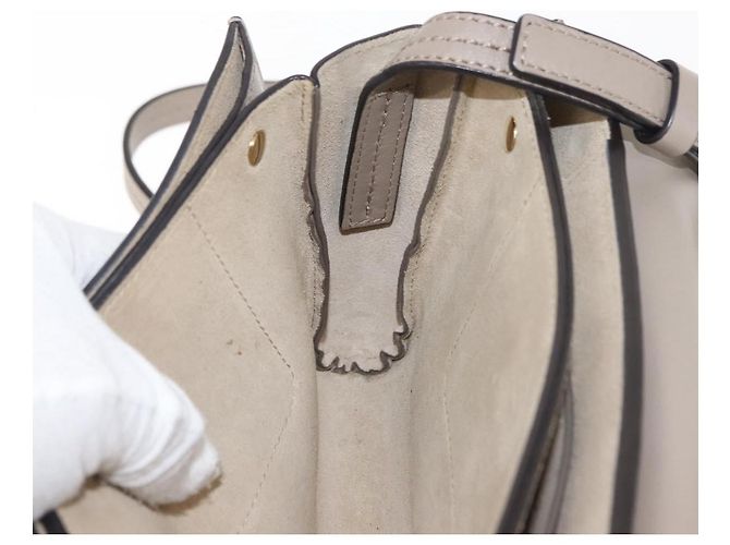 Chloé Borsa a Spalla Chloe Fay in Pelle Scamosciata Beige Oro Auth BA6627 D'oro - vista 21