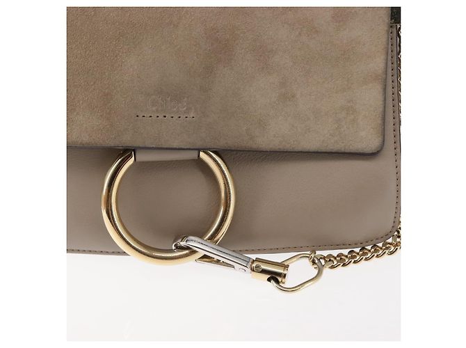 Chloé Borsa a Spalla Chloe Fay in Pelle Scamosciata Beige Oro Auth BA6627 D'oro - vista 9