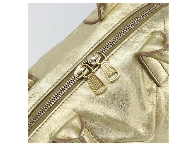 Borsa Boston Mini Easy in pelle dorata Auth BA6609 di SAINT LAURENT D'oro - vista 10