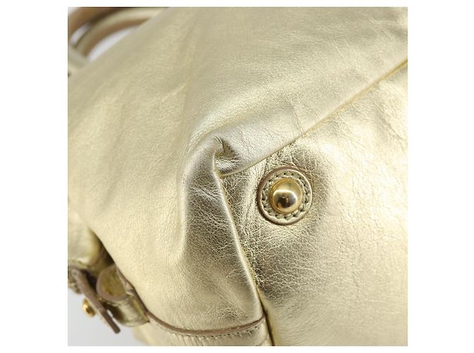 Borsa Boston Mini Easy in pelle dorata Auth BA6609 di SAINT LAURENT D'oro - vista 14