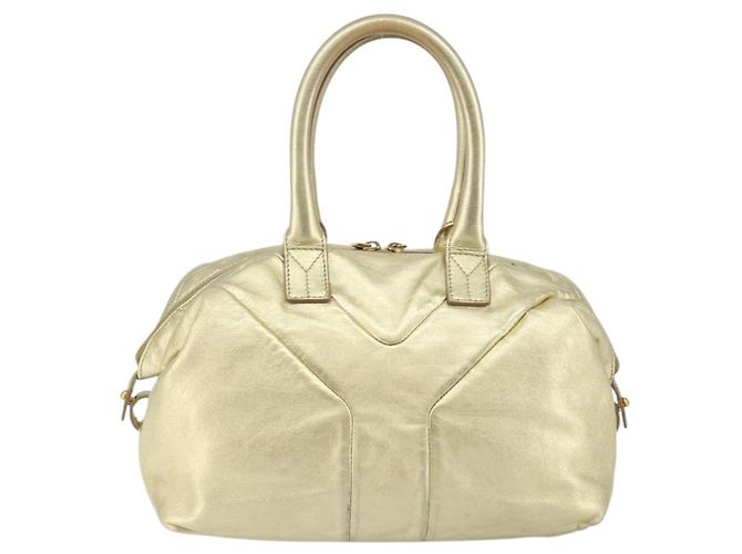 Borsa Boston Mini Easy in pelle dorata Auth BA6609 di SAINT LAURENT D'oro - vista 2