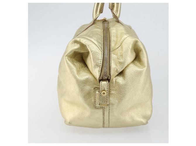 Borsa Boston Mini Easy in pelle dorata Auth BA6609 di SAINT LAURENT D'oro - vista 4
