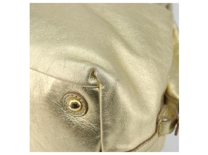 Borsa Boston Mini Easy in pelle dorata Auth BA6609 di SAINT LAURENT D'oro - vista 9
