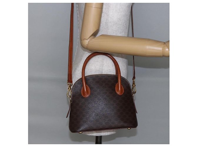 Céline Borsa a mano in tela Macadam CELINE in pelle PVC 2 in 1 marrone Auth BA6720 - vista 23