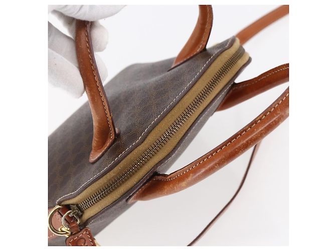 Céline Borsa a mano in tela Macadam CELINE in pelle PVC 2 in 1 marrone Auth BA6720 - vista 6