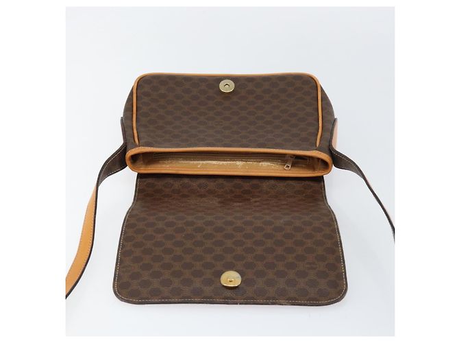 Céline Borsa a Spalla in Tela Macadam CELINE in Pelle PVC Marrone Oro Auth 152723 D'oro - vista 10