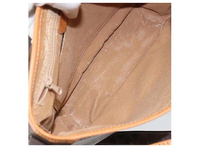 Céline Borsa a Spalla in Tela Macadam CELINE in Pelle PVC Marrone Oro Auth 152723 D'oro - vista 11