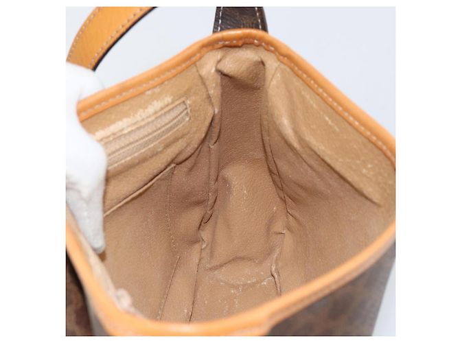 Céline Borsa a Spalla in Tela Macadam CELINE in Pelle PVC Marrone Oro Auth 152723 D'oro - vista 19
