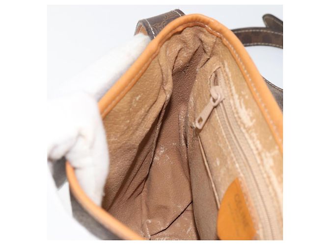 Céline Borsa a Spalla in Tela Macadam CELINE in Pelle PVC Marrone Oro Auth 152723 D'oro - vista 20