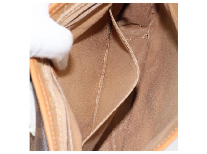 Céline Borsa a Spalla in Tela Macadam CELINE in Pelle PVC Marrone Oro Auth 152723 D'oro - vista 23