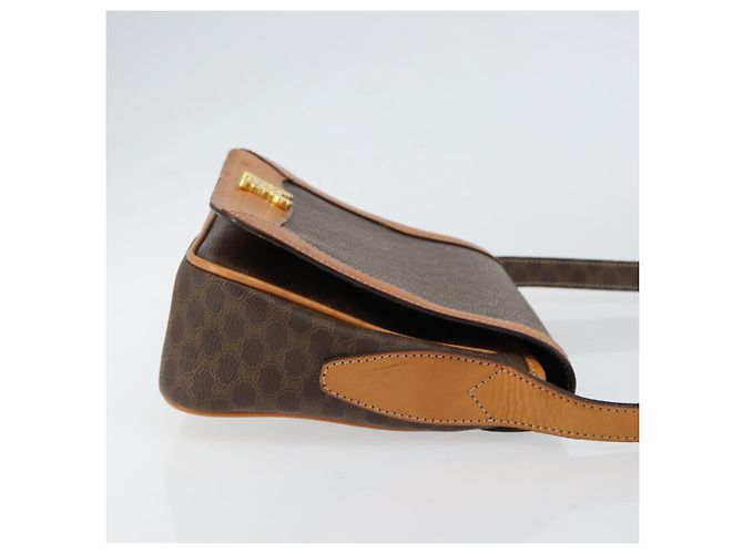 Céline Borsa a Spalla in Tela Macadam CELINE in Pelle PVC Marrone Oro Auth 152723 D'oro - vista 3