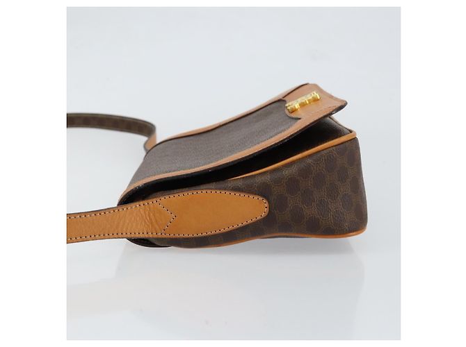 Céline Borsa a Spalla in Tela Macadam CELINE in Pelle PVC Marrone Oro Auth 152723 D'oro - vista 4