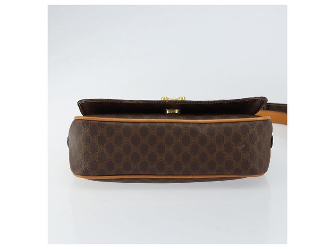 Céline Borsa a Spalla in Tela Macadam CELINE in Pelle PVC Marrone Oro Auth 152723 D'oro - vista 5