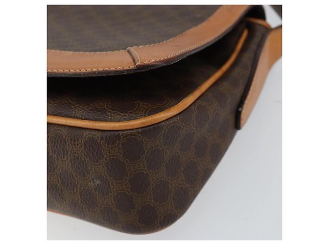 Céline Borsa a Spalla in Tela Macadam CELINE in Pelle PVC Marrone Oro Auth 152723 D'oro - vista 9