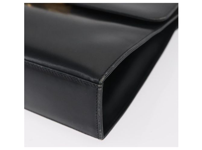 Borsa a spalla Gancini in pelle blu navy e oro Auth 152720 di Salvatore Ferragamo D'oro - vista 14