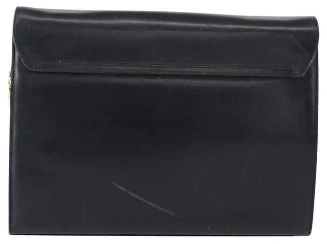 Borsa a spalla Gancini in pelle blu navy e oro Auth 152720 di Salvatore Ferragamo D'oro - vista 2