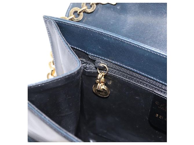 Borsa a spalla Gancini in pelle blu navy e oro Auth 152720 di Salvatore Ferragamo D'oro - vista 20