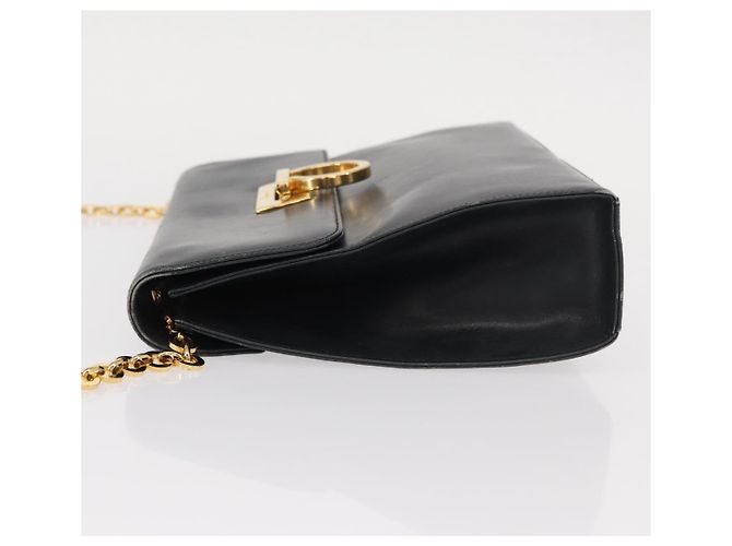 Borsa a spalla Gancini in pelle blu navy e oro Auth 152720 di Salvatore Ferragamo D'oro - vista 4