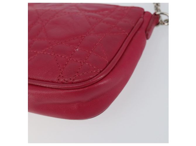 Borsa a Spalla Canage Chain Christian Dior in Pelle di Agnello Rosa Argento Auth mr1565 - vista 14