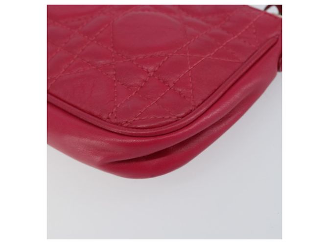 Borsa a Spalla Canage Chain Christian Dior in Pelle di Agnello Rosa Argento Auth mr1565 - vista 16
