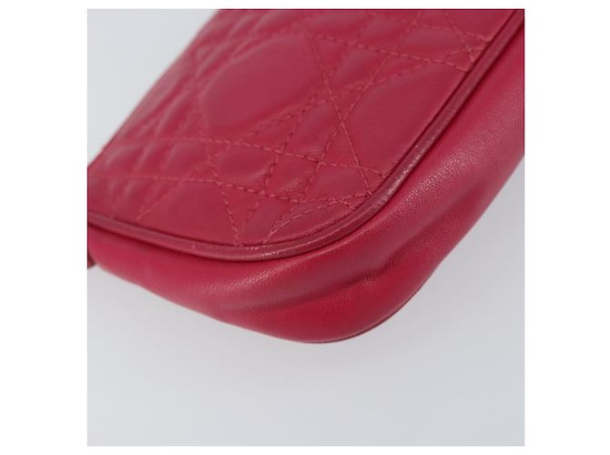 Borsa a Spalla Canage Chain Christian Dior in Pelle di Agnello Rosa Argento Auth mr1565 - vista 17
