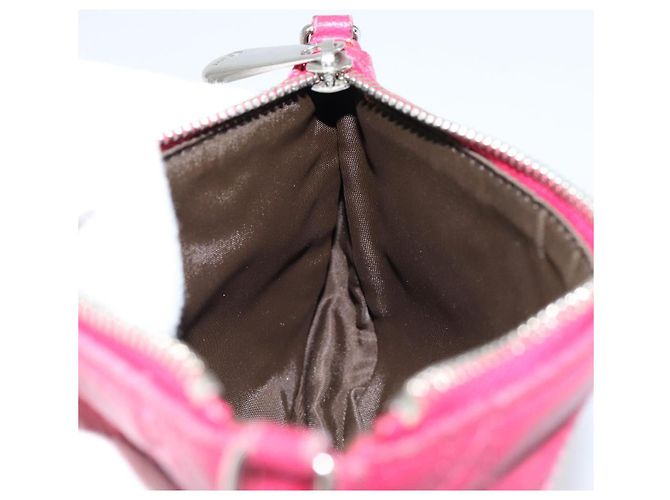 Borsa a Spalla Canage Chain Christian Dior in Pelle di Agnello Rosa Argento Auth mr1565 - vista 19