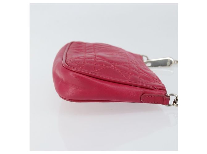 Borsa a Spalla Canage Chain Christian Dior in Pelle di Agnello Rosa Argento Auth mr1565 - vista 3