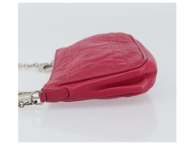Borsa a Spalla Canage Chain Christian Dior in Pelle di Agnello Rosa Argento Auth mr1565 - vista 4