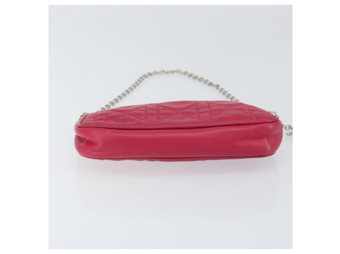Borsa a Spalla Canage Chain Christian Dior in Pelle di Agnello Rosa Argento Auth mr1565 - vista 5