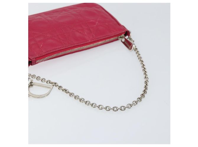 Borsa a Spalla Canage Chain Christian Dior in Pelle di Agnello Rosa Argento Auth mr1565 - vista 7