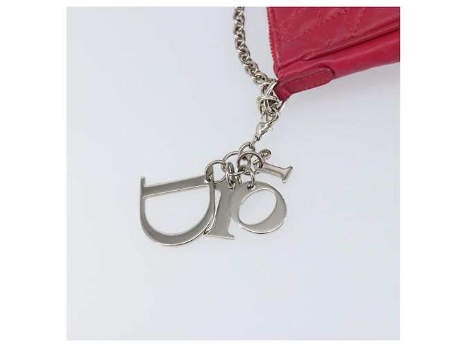 Borsa a Spalla Canage Chain Christian Dior in Pelle di Agnello Rosa Argento Auth mr1565 - vista 9