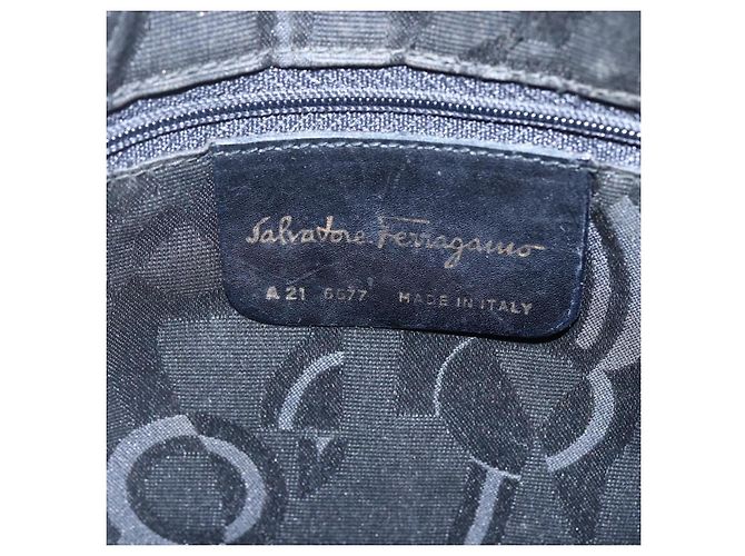 Borsa a Spalla Vala in Pelle Blu Navy e Oro Auth BA7981 di Salvatore Ferragamo D'oro - vista 12
