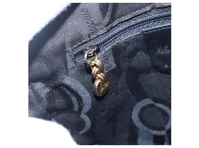 Borsa a Spalla Vala in Pelle Blu Navy e Oro Auth BA7981 di Salvatore Ferragamo D'oro - vista 18