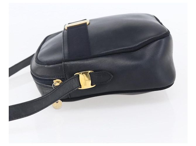 Borsa a Spalla Vala in Pelle Blu Navy e Oro Auth BA7981 di Salvatore Ferragamo D'oro - vista 3