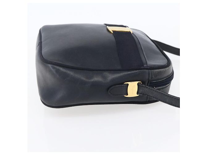 Borsa a Spalla Vala in Pelle Blu Navy e Oro Auth BA7981 di Salvatore Ferragamo D'oro - vista 4