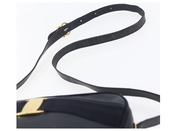 Borsa a Spalla Vala in Pelle Blu Navy e Oro Auth BA7981 di Salvatore Ferragamo D'oro - vista 8