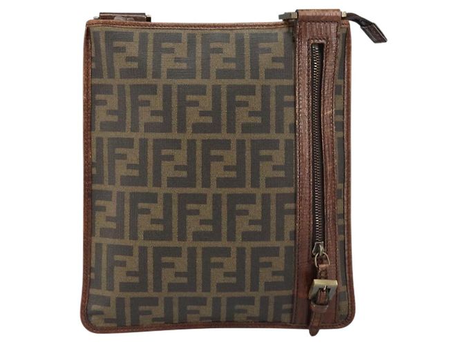 FENDI Zucca Canvas Shoulder Bag PVC Black Brown Auth am9623 - view 13