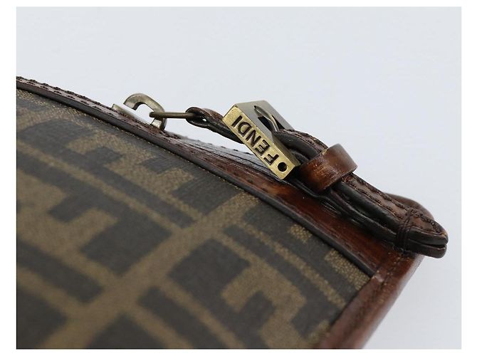 FENDI Zucca Canvas Shoulder Bag PVC Black Brown Auth am9623 - view 18