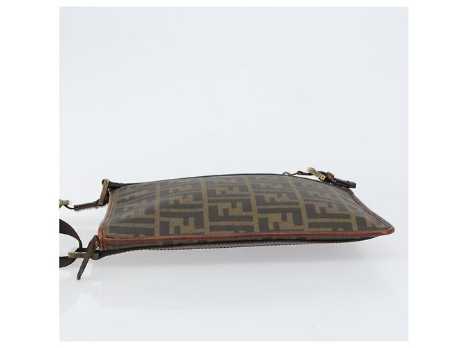 FENDI Zucca Canvas Shoulder Bag PVC Black Brown Auth am9623 - view 4