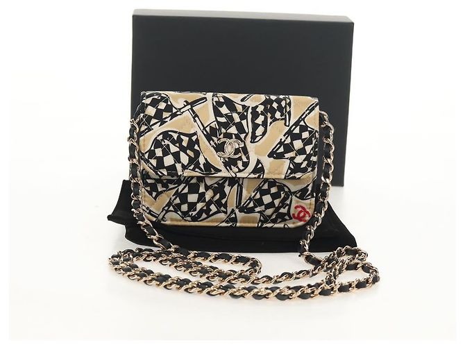 CHANEL Borsa a Spalla Matelassé Catena Satin Beige Oro CC Auth 145067SAM D'oro - vista 12