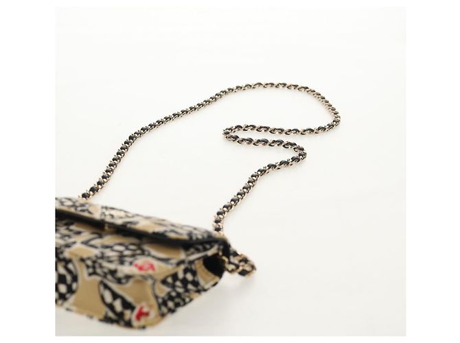 CHANEL Borsa a Spalla Matelassé Catena Satin Beige Oro CC Auth 145067SAM D'oro - vista 14